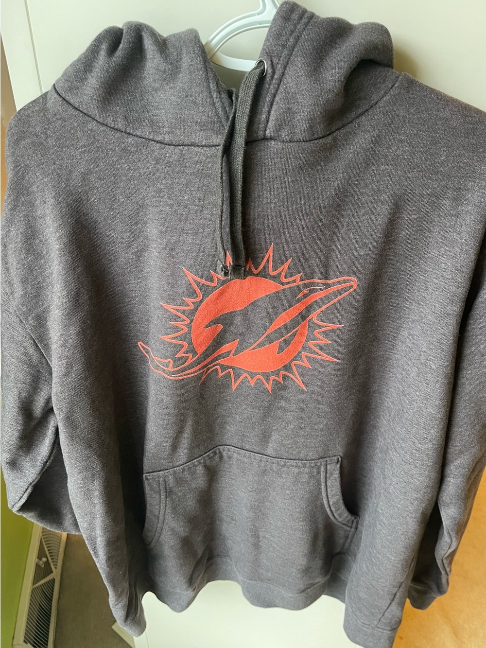 Fanatics Gray Crewneck Hoodie with Coral Miami Logo
